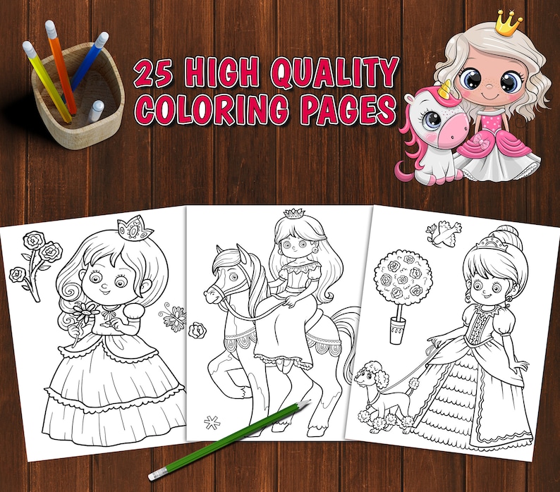 Download Printable Fairy & Princess Coloring Book for Kids 25 PDF ...