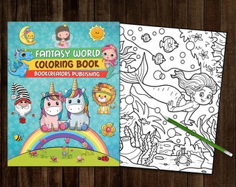 Libro para colorear de Fantasy World imprimible / 25 páginas para colorear PDF / 8,5" x 11" (21,6 x 27,9 cm)