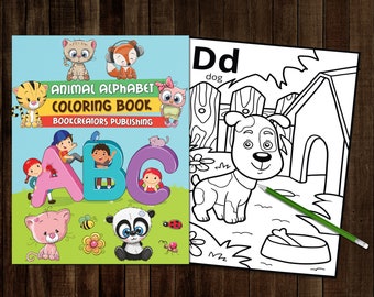 Printable Alphabet Coloring Book A-Z | 36 PDF Coloring Pages | 8.5" x 11" (21.6 x 27.9 cm)