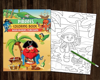 Druckbares Piraten Malbuch | 25 PDF Malvorlagen | 21,6 x 27,9 cm