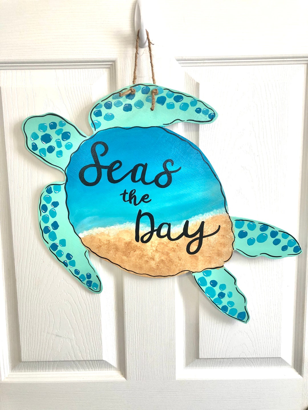 Seas the Day Sea Turtle Door Hanger for Front Door or Porch Etsy