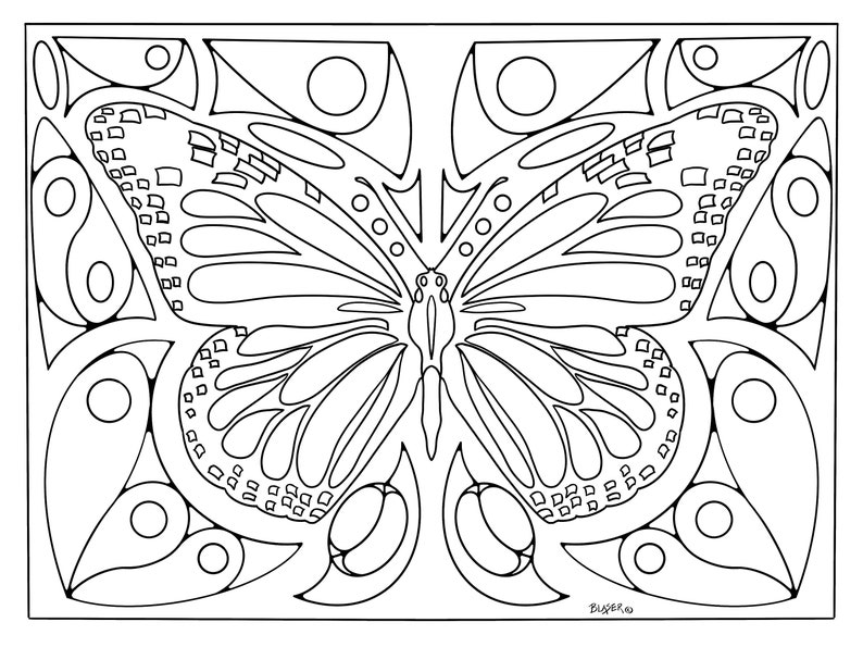 5 Coloring Pages, Butterflies, Printable, Symmetrical, Coloring ...