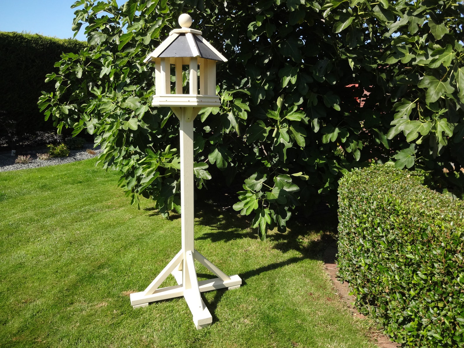Bird Table, Country Cream, Large Hexagonal Bird Table, Birdhouse With a
