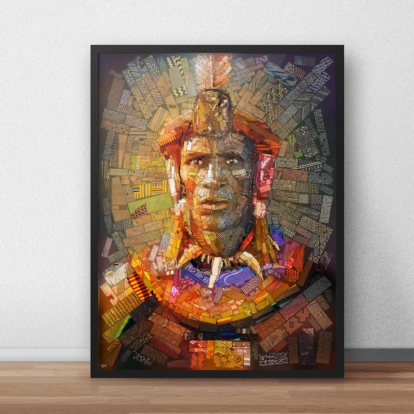 Shaka Zulu African Warrior Wall Art Colorful Art Print for Gift, Museum Quality Limited edition Collectable Art, Black Man Art