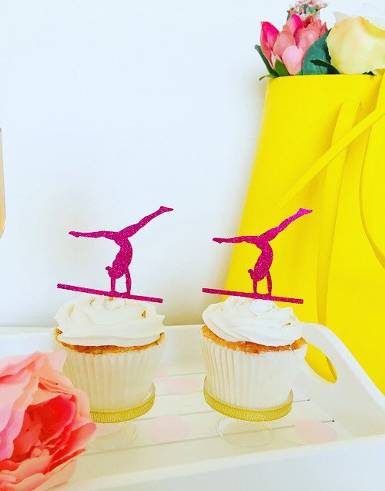 Gymnastics Cupcake Toppers Gymnast Cake Toppers Dance Etsy