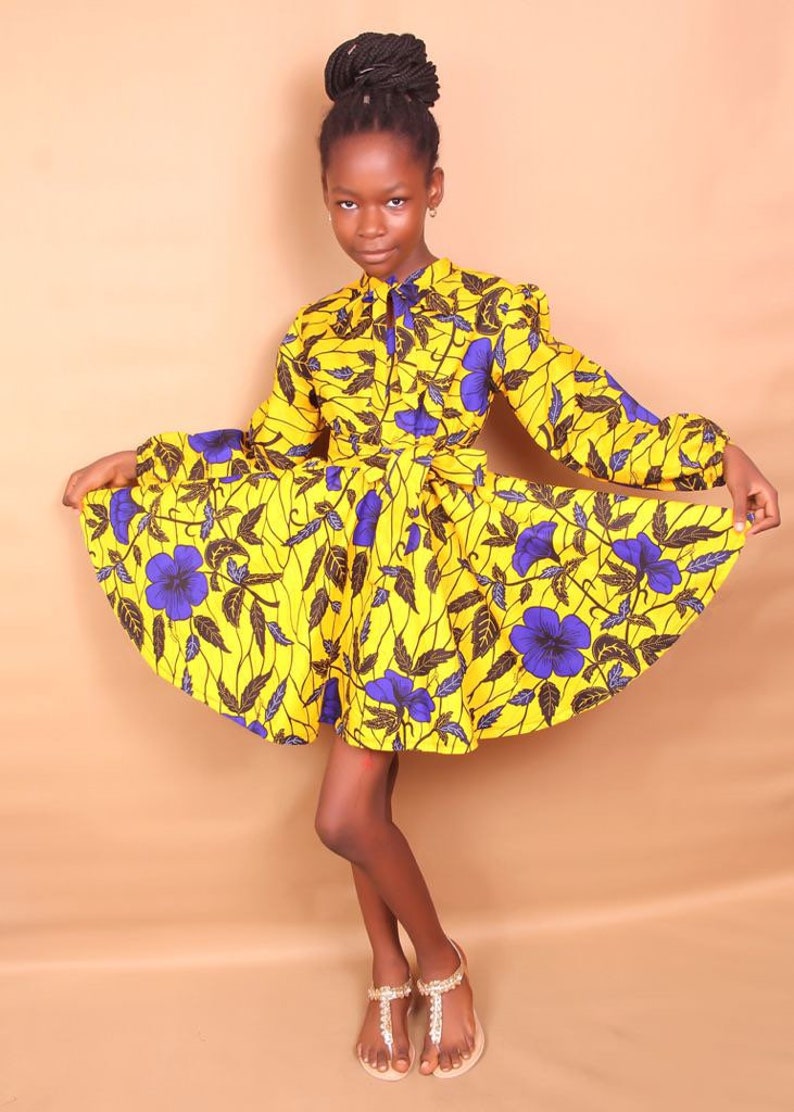 Sophie flare Ankara print dress for girls/ African women dress image 3