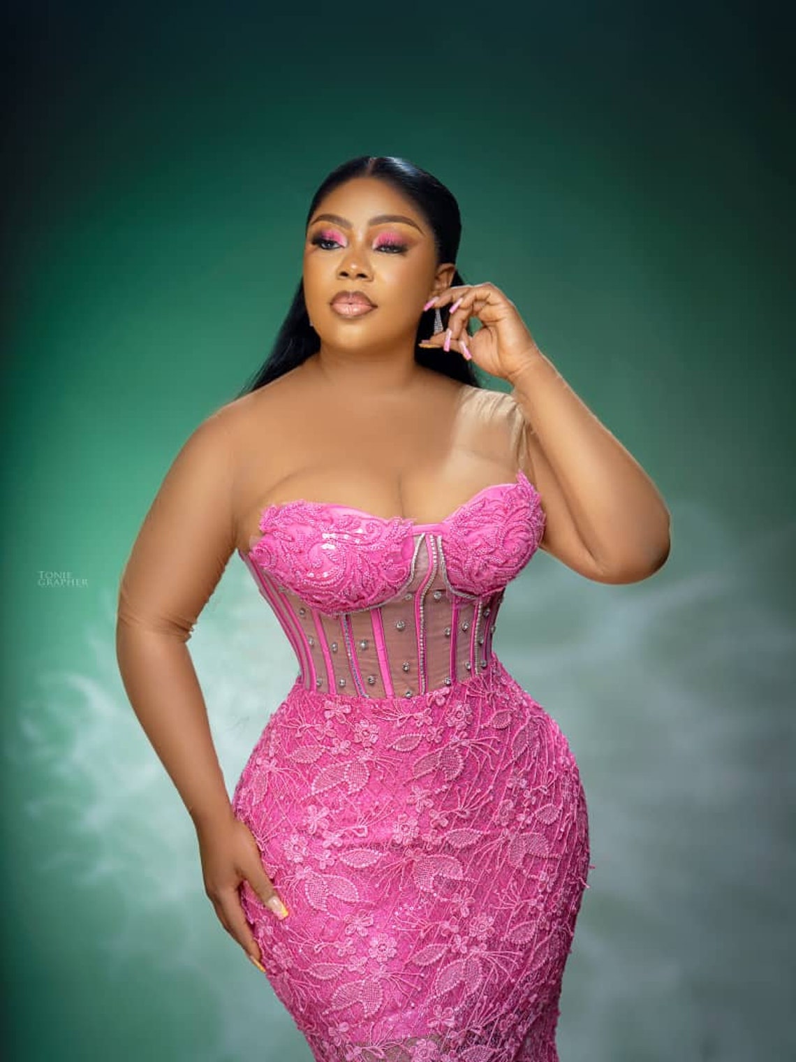 Appliqued Corset Top Short Glitter Prom Dress Candy Pink