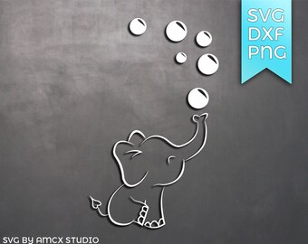 Baby Elephant Svg / Baby Svg / Kids svg / Bubble svg / Cricut file, silhouette file, dxf