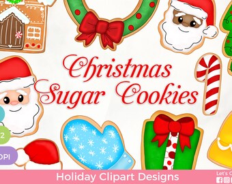 Sugar Cookie Clipart Text, Sugar Cookie Sublimation Designs, Christmas Cookie Clip Art