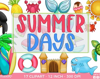 かわいい夏のクリップアートデザイン、夏のグラフィック、夏の昇華デザイン、夏のクリップアートPNG
