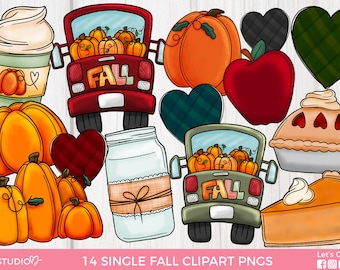 Fall Clipart Bundle, Fall Sublimation Elements, Fall PNG Files, Commercial Use Fall Clipart
