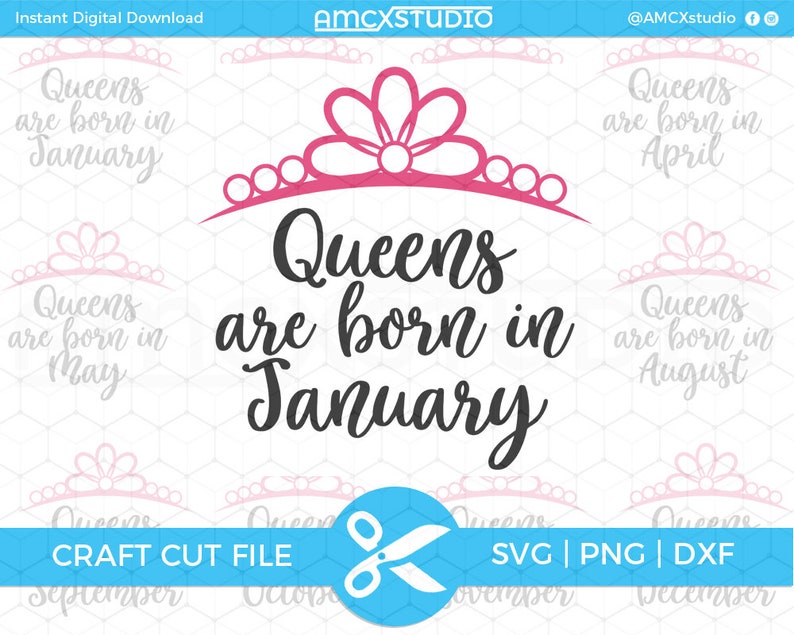 Download Queens Are Born In SVG Month SVG Birthday SVG Queen | Etsy