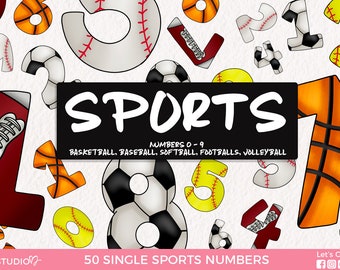 Sports Numbers Clipart, Sports Graphics, Sports Sublimation Designs