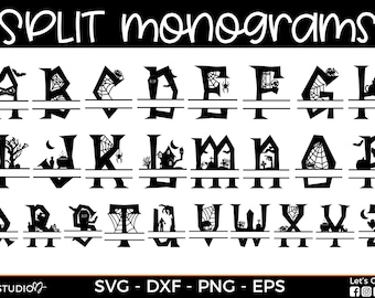Split Monogram Halloween Letter SVG | Halloween Craft Files | Halloween Monogram Frames