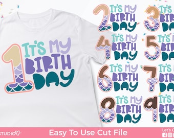 Mermaid Birthday SVG | Birthday Shirt SVG Bundle | Birthday SVG Designs | Birthday