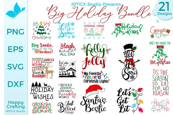 Christmas Svg Bundles 21 Designs Included Holiday Craft Bundle Etsy