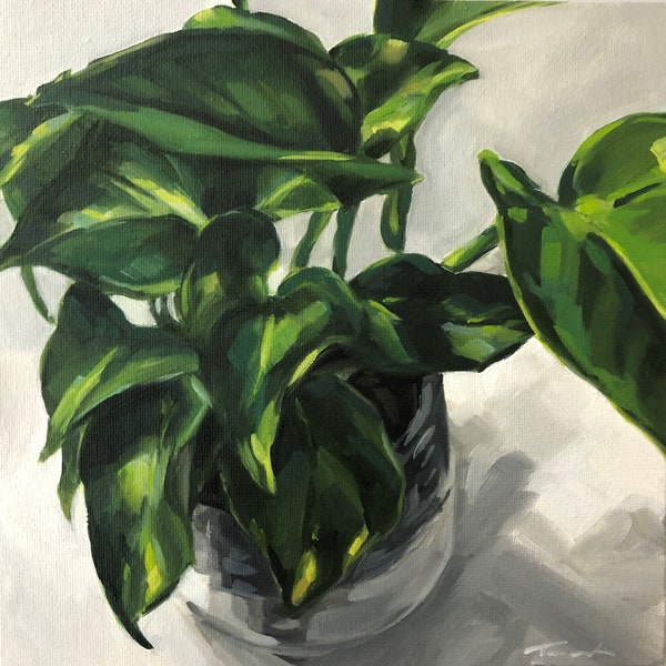 Oil Painting/ 8" x 8" / Impressionist/ Original Art / Botanical / Still Life / "Plant" (#20-62)