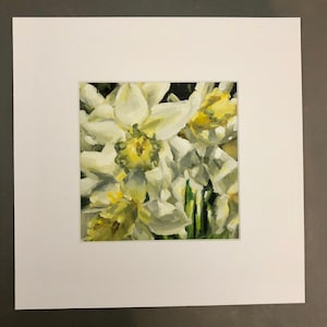 Oil Painting/ 6&quot; x 6&quot; / Impressionist/ Original Art / Botanical / Daffodils /Floral / Still Life / &quot;Charmed&quot; (#22-03)