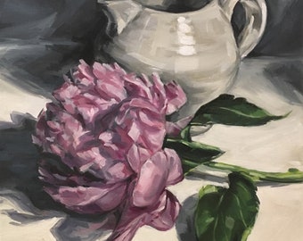 Floral Oil Painting / Original Art / Flower Oil Painting/ Still LIfe / Painting of Peonies " Harmony " (19-13)