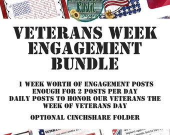 Veterans Week Engagement Bundle | Veterans | Military | Facebook Engagement Bundle + Cinchsare | Interaction Posts