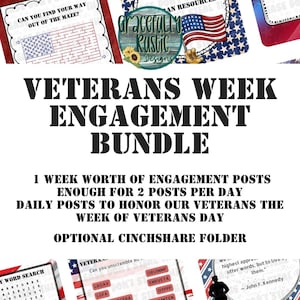 Paquete de gráficos de participación de la Semana de los Veteranos / Veteranos / Militares / Paquete de participación de Facebook / Publicaciones de interacción