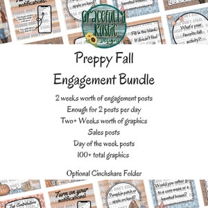 Preppy Fall | Autumn | Facebook Engagement Bundle + Cinchsare | Interaction Posts