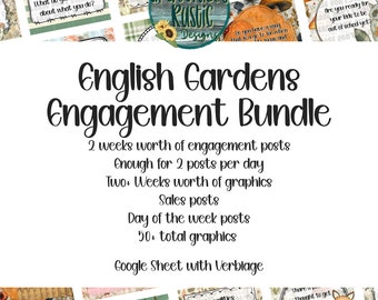 English Gardens | Cottage Core | Facebook Engagement Bundle + Google Spreadsheet Verbiage | Interaction Posts