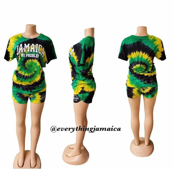 Jamaican Tyedye Ladies Shorts Set Etsy