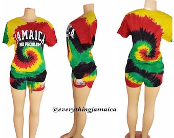 Jamaica Rasta tyedye Ladies Shorts set