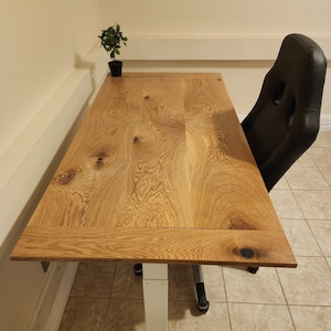Adjustable height desk w/ custom wood top