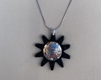 Handmade Spur Rowel Necklace w Aztec concho