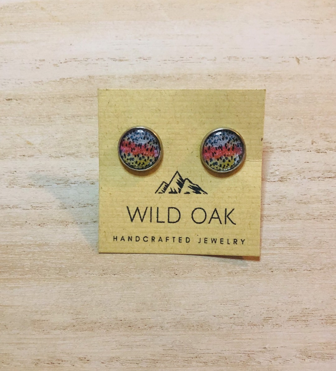 Rainbow Trout Earrings, 12mm, Hypoallergenic, Fly Fishing Jewelry