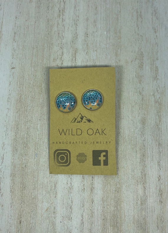 Brook Trout Earring Studs 12mm Hypoallergenic Trout Etsy