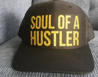 SOUL OF A HUSTLER flat bill baseball hat with snap back