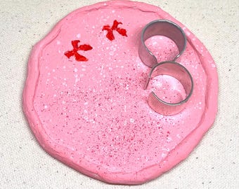 Air dry jewellery tray - plate with pink bows and speckles - ring holder - ring dish - coquette bow