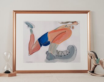 A4 - Wall art - Giclée print - Running girl - jogging - sport - I can do it - based on original art - motivational poster - athlete