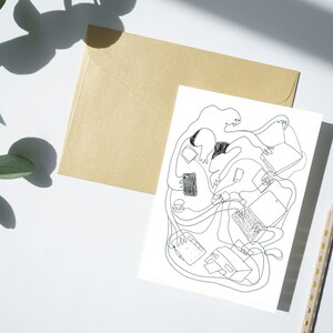 A6 - Carte postale illustrée - Multitâche - Mat - Doux au toucher - Blanc au verso