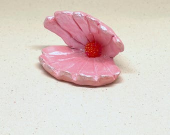 Air dry pink shell ring holder - ring dish