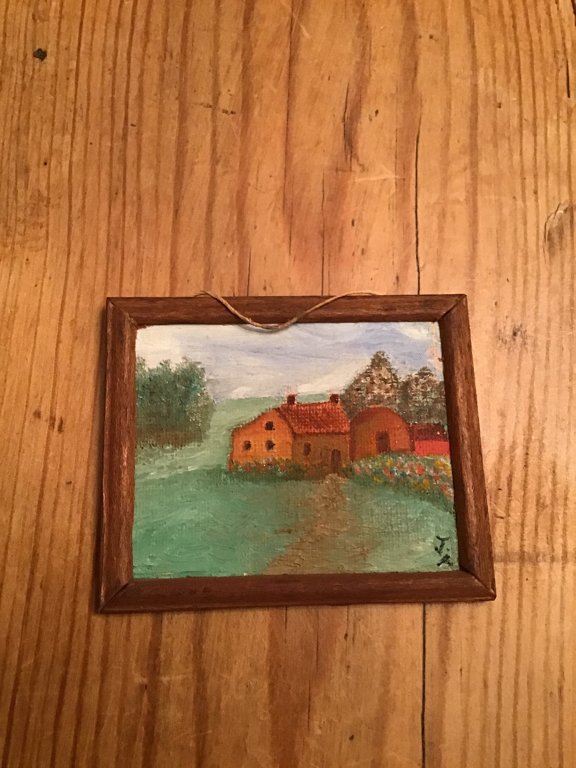Miniature oil painting signed Jane Anderson