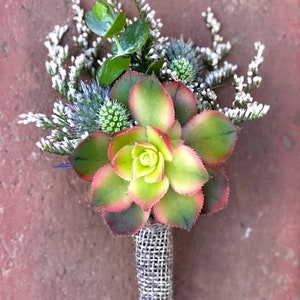 Succulent Boutonniere Succulent Wedding Succulent Bouquet Wedding Personals Succulent Groomsman image 3