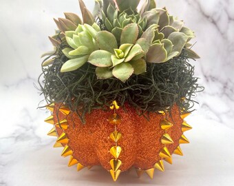 Succulent Pumpkin - Halloween Decor - Faux Pumpkin - Gothic Decor