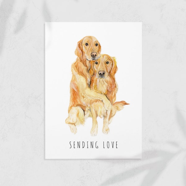 Sending Love - Dog Greeting Sympathy Card - Golden Retrievers