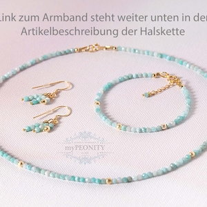 Delikat halsband tillverkat av amazonit ädelsten, guld eller silver, turkos sommarsmycken surfhalsband amazonit, minimalistiskt halsband, TKg-001 bild 4