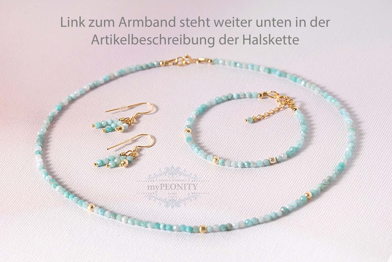 Delikat halsband tillverkat av amazonit ädelsten, guld eller silver, turkos sommarsmycken surfhalsband amazonit, minimalistiskt halsband, TKg-001 bild 4