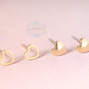 Kleine Herz Ohrstecker, Valentinstag Schmuck, süße Ohrringe, romantisches Geschenk, Liebe Schmuck, Gold Herzen, Geschenk für Freundin TO064 Bild 6