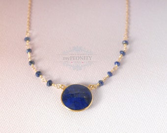 Collier lapis lazuli, collier de pierres précieuses bleues