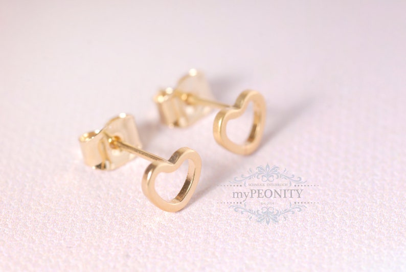 Kleine Herz Ohrstecker, Valentinstag Schmuck, süße Ohrringe, romantisches Geschenk, Liebe Schmuck, Gold Herzen, Geschenk für Freundin TO064 Bild 5