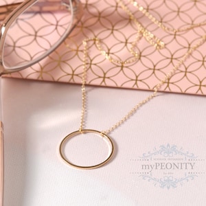 Necklace with circle, circle necklace, dainty karma circle necklace, minimalist necklace gold, simple gold circle chain jewelry set TA122
