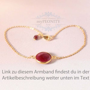 Roter Rubin Edelstein Halskette, zierliche Kette mit Edelstein, Geburtsstein Juli, echter Rubin Schmuck, Schmuckset, Satellitenkette, TA163 Bild 7