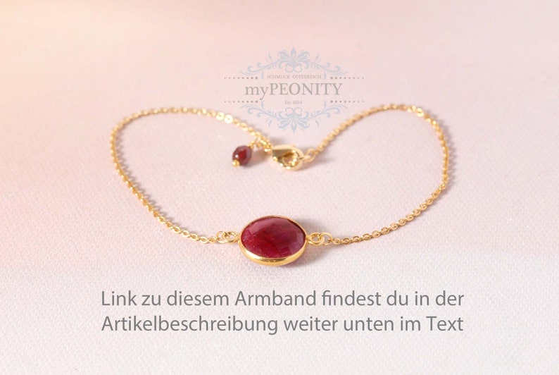 Roter Rubin Edelstein Halskette, zierliche Kette mit Edelstein, Geburtsstein Juli, echter Rubin Schmuck, Schmuckset, Satellitenkette, TA163 Bild 7